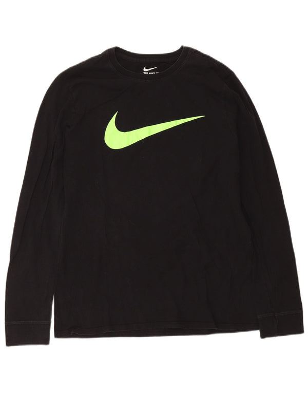 Nike Herren Athletic Fit Graphic Top Langarm Mittelschwarz Baumwolle