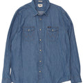 Wrangler Herren Western-Jeanshemd mit normaler Passform, XL, blaue Baumwolle