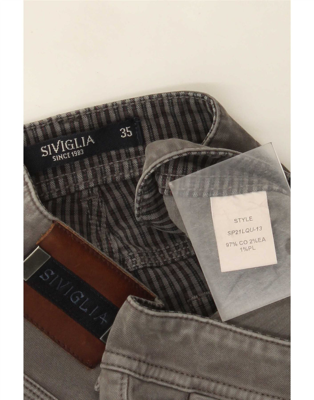 SIVIGLIA Herren Straight Jeans W35 L30 Graue Baumwolle