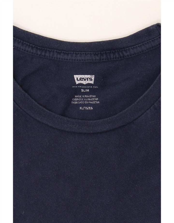 LEVI'S Mens Slim T-Shirt Top XL Navy Blue Cotton Vintage Levi's and Second-Hand Levi's from Messina Hembry 