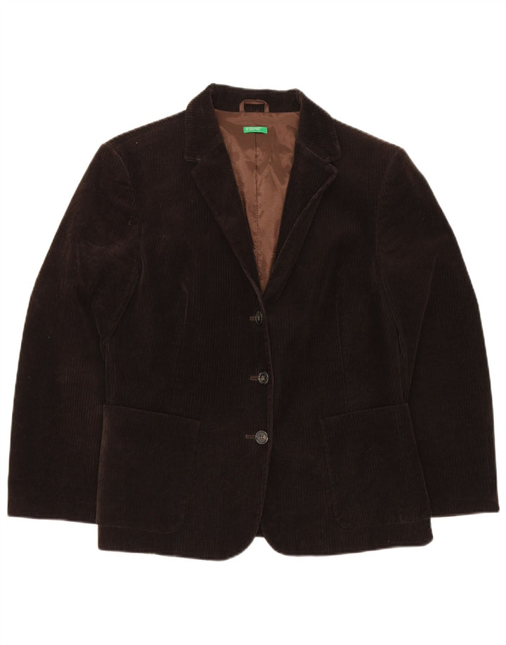 Benetton Damen-Blazerjacke aus Cord mit 3 Knöpfen, IT 46, große braune Baumwolle