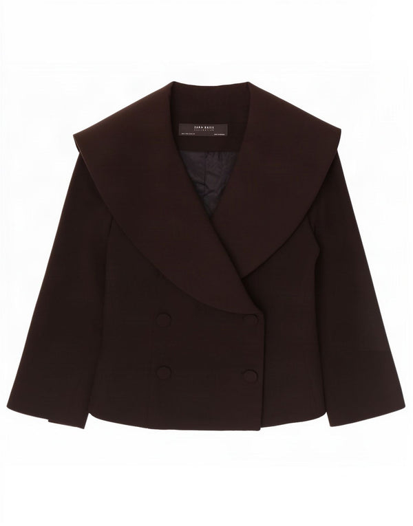 Zweireihiger Blazer für Damen von Zara, Gr. 10, Größe S, Schwarz, Acetat