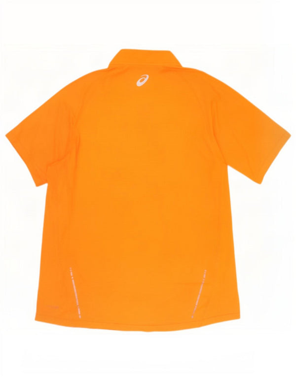 Asics Mens Zip Neck T-Shirt Top 2XL Orange Polyester