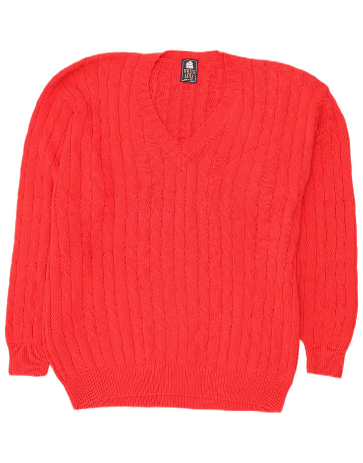 WHITE SAILS Herren-Pullover mit V-Ausschnitt, XL, rote Baumwolle