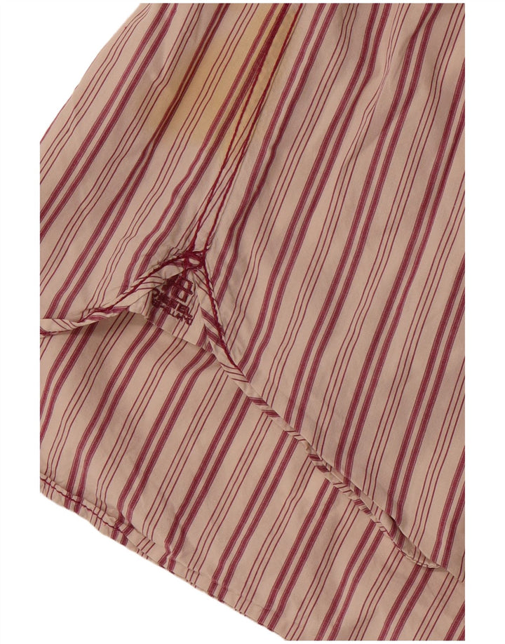 Diesel Herren-Kurzarmhemd aus mittelroter, gestreifter Baumwolle