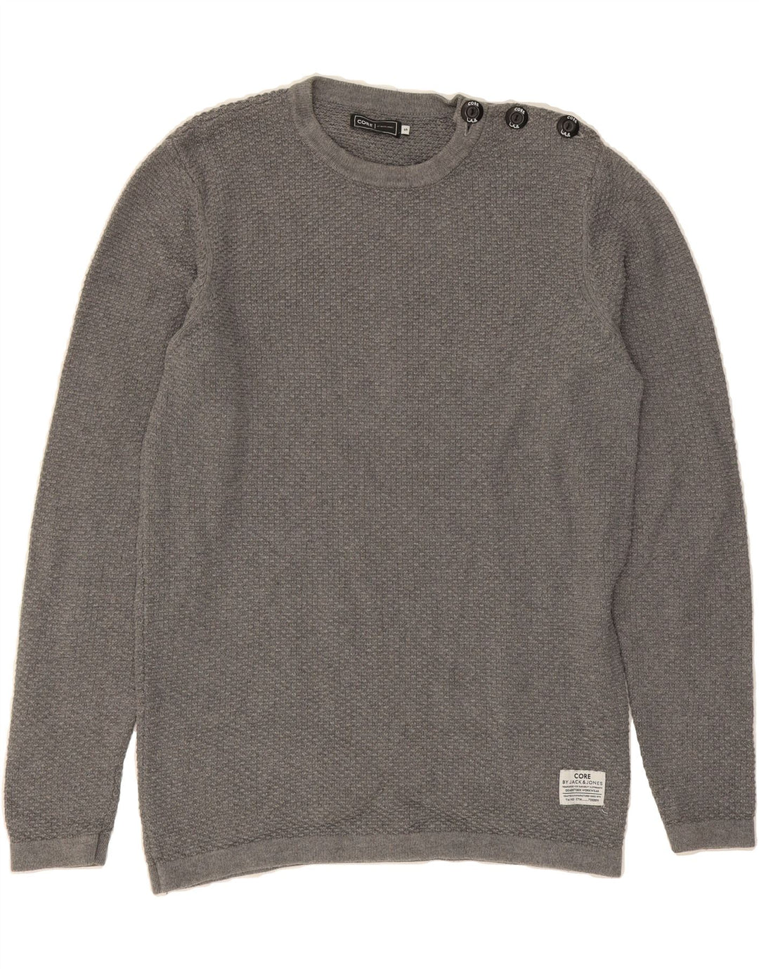 JACK & JONES Mens Crew Neck Jumper Sweater Small Grey Cotton Vintage Jack & Jones and Second-Hand Jack & Jones from Messina Hembry 