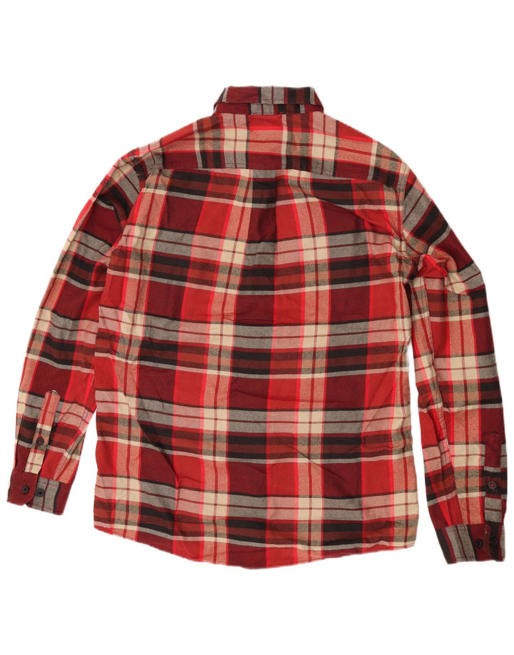 Eddie Bauer Herren kariertes Flanellhemd mit klassischer Passform, Mittelrot kariert