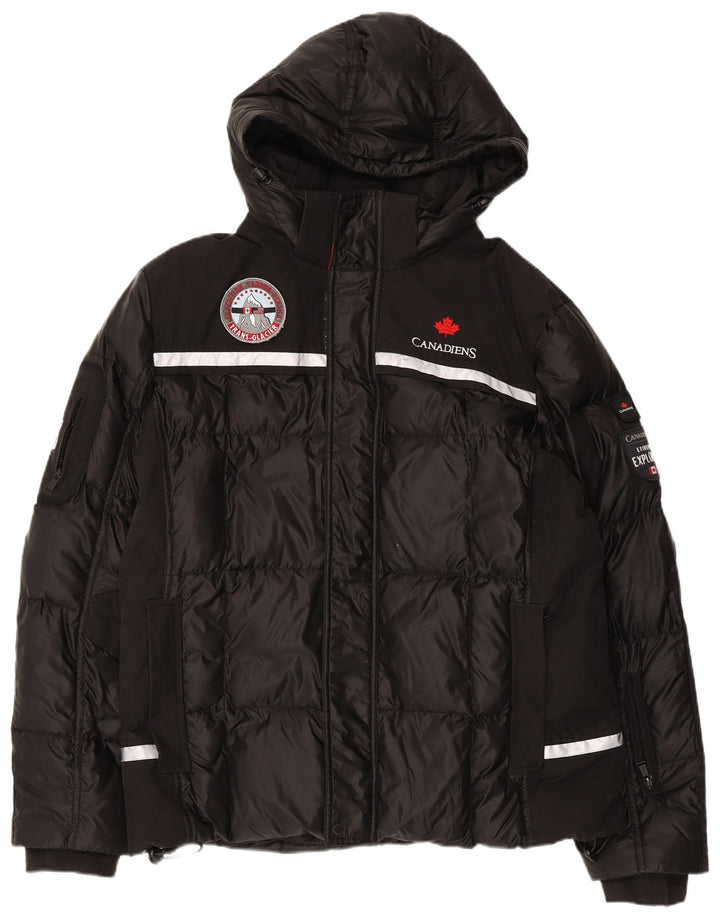 CANADIENS Wattierte Herrenjacke mit Kapuze IT 56 3XL Schwarz Polyester