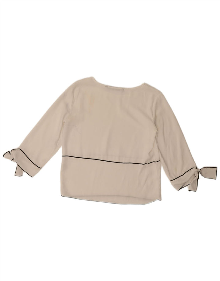 Zara Damen-Blusenoberteil mit 3/4-Ärmeln, UK 6, XS, Weiß, Polyester