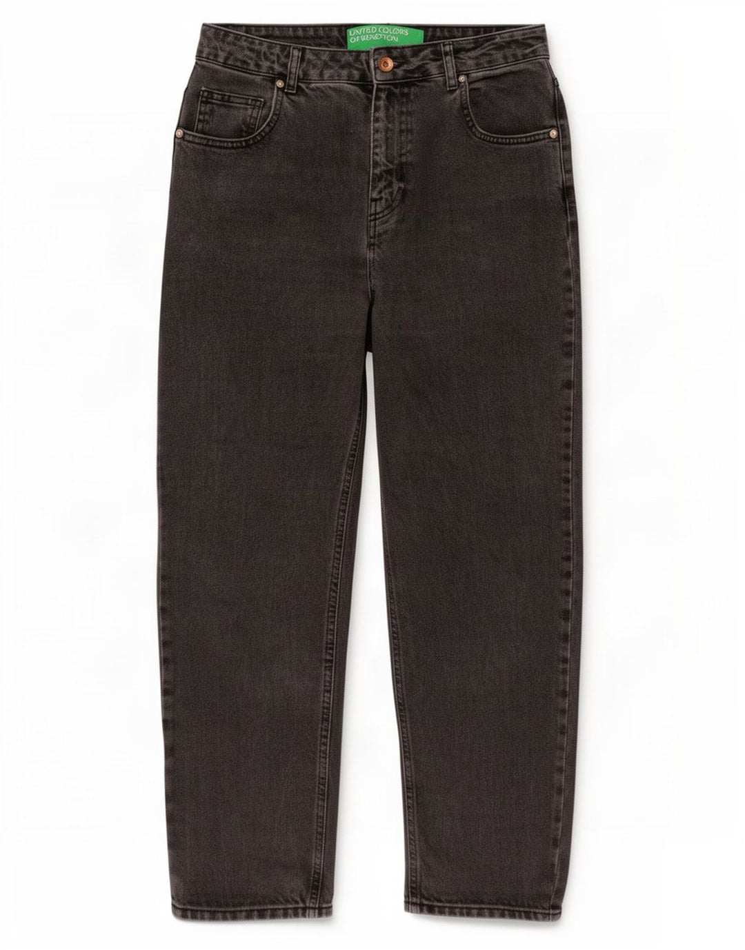 Benetton Damen Tapered Jeans W30 L27 Graue Baumwolle