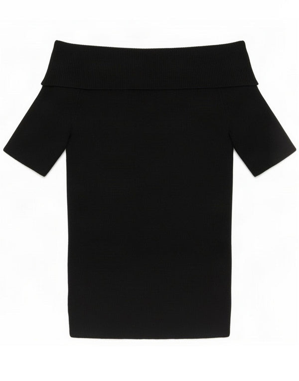 Oasis Damen Crop Off Shoulder Top UK 8 Small Schwarze Viskose