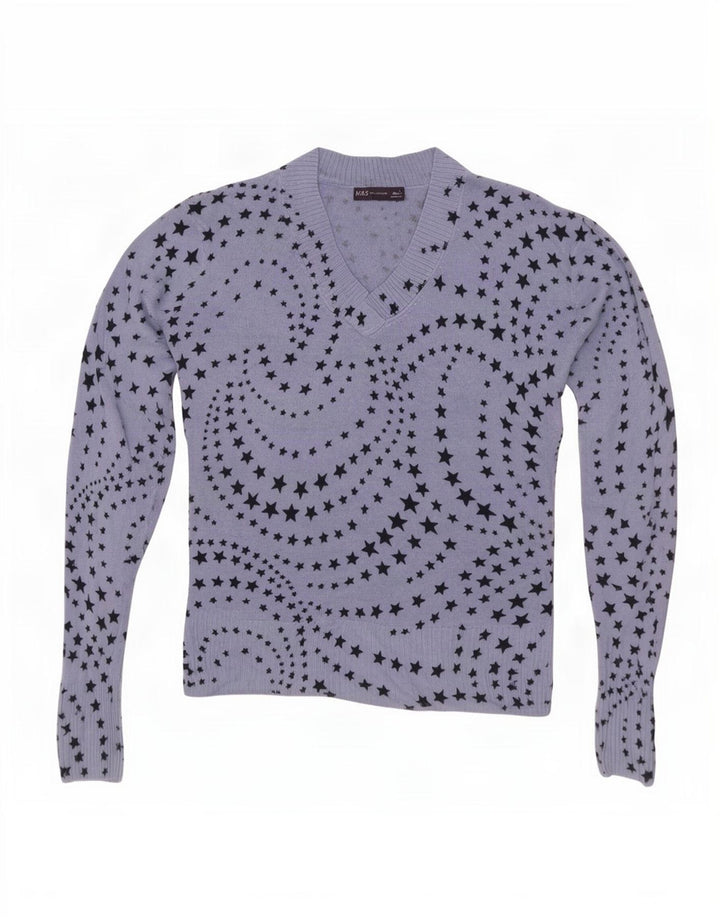 Marks & Spencer Damen-Pullover mit V-Ausschnitt, Gr. 12, Mittelblau
