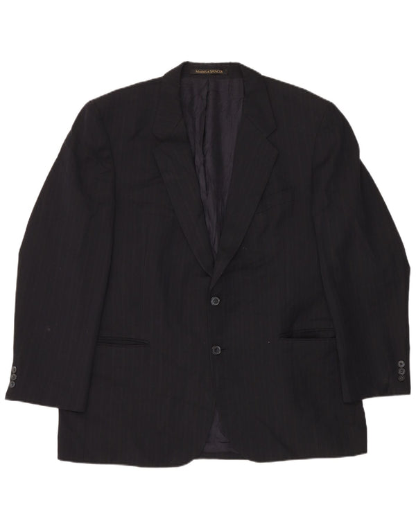 Marks & Spencer Herren-Blazer mit 2 Knöpfen, UK 44, 2XL, Marineblau, Nadelstreifen