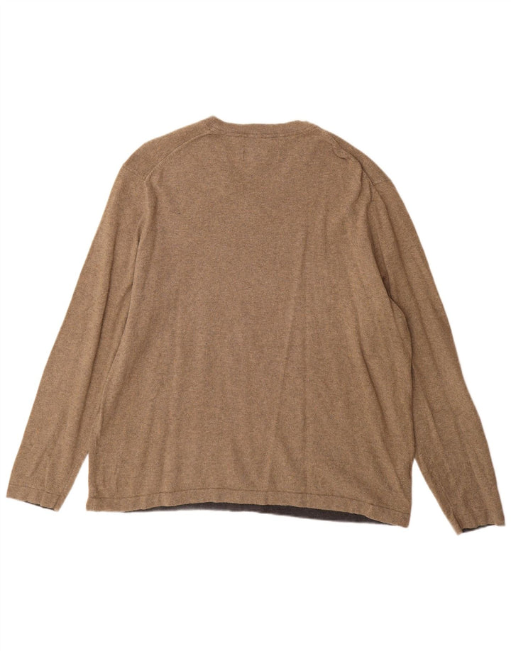 Eddie Bauer Herren-Pullover mit V-Ausschnitt, XL, braune Baumwolle
