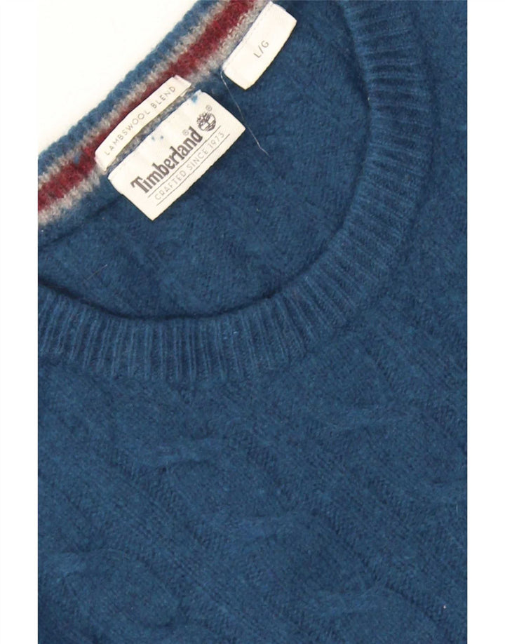 Timberland Herren-Pullover mit Rundhalsausschnitt, groß, blaue Lammwolle