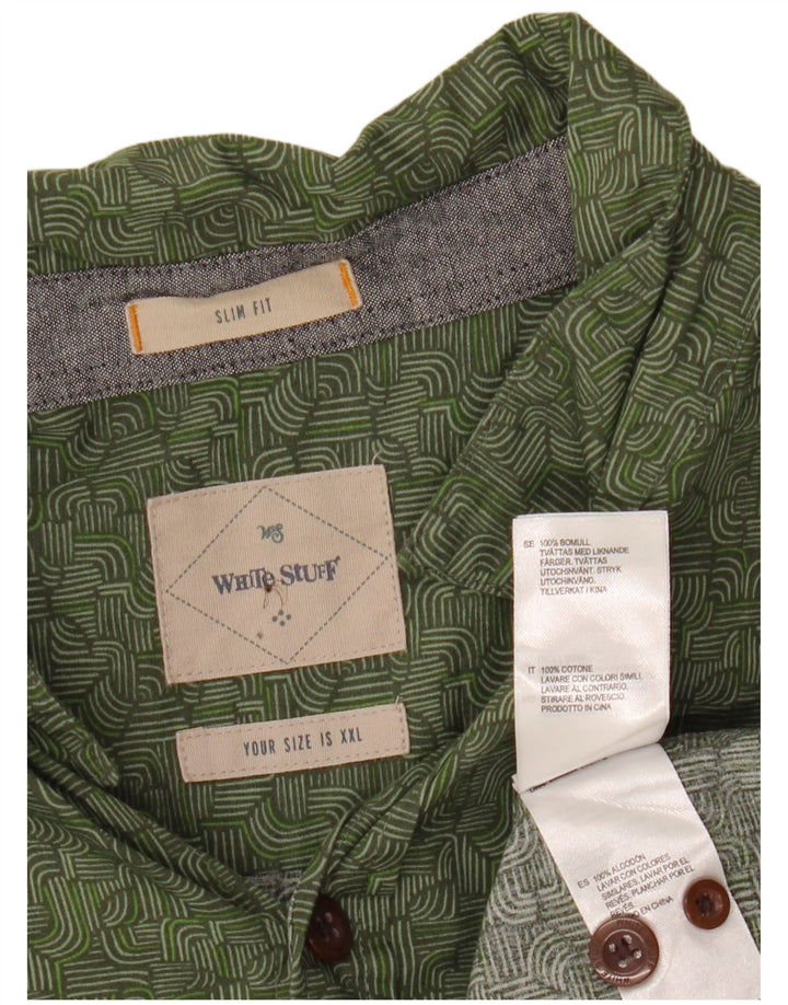 White Stuff Herren Slim Fit Hemd 2XL Grüne geometrische Baumwolle