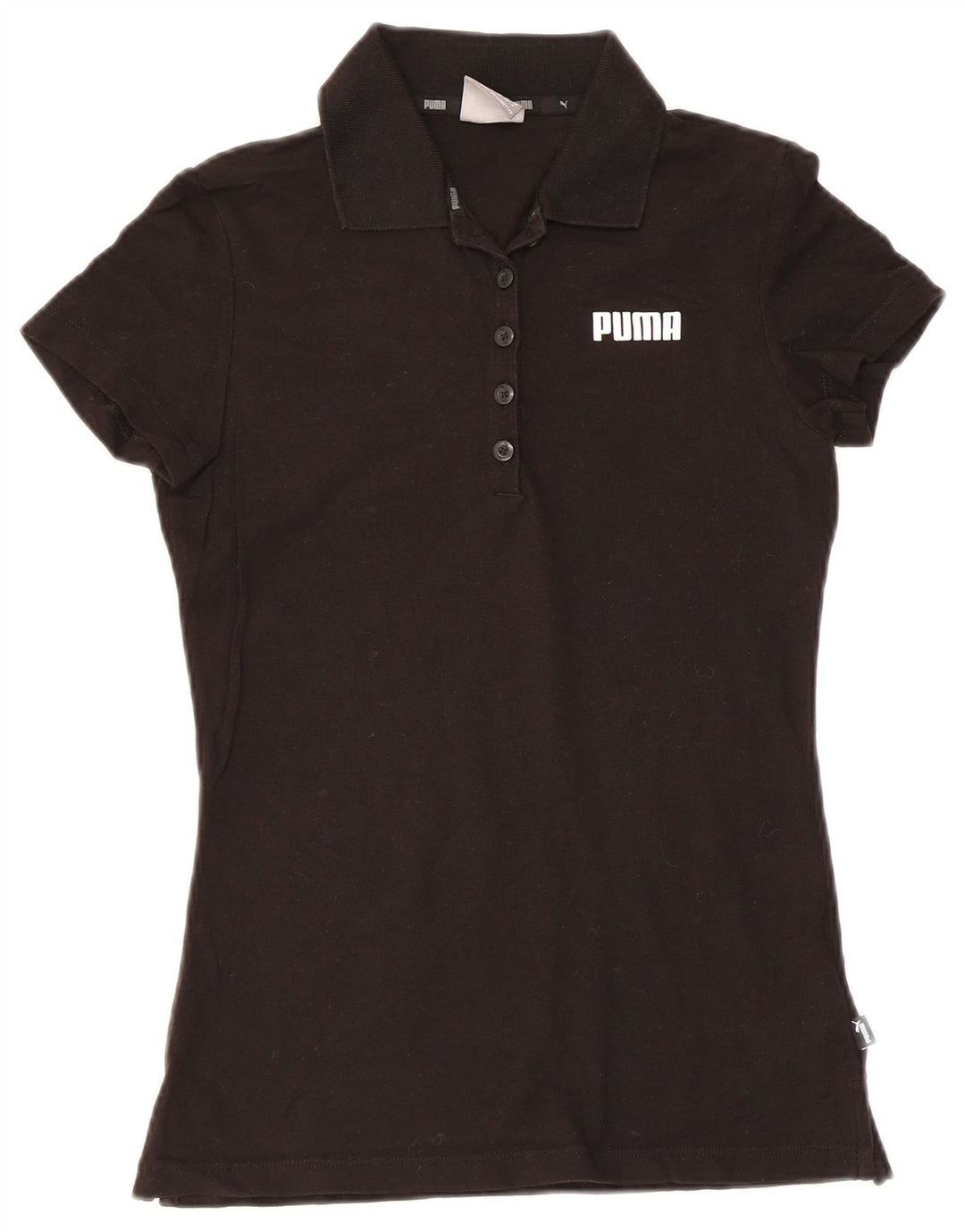 Puma Damen Poloshirt UK 8 Small Schwarz Baumwolle