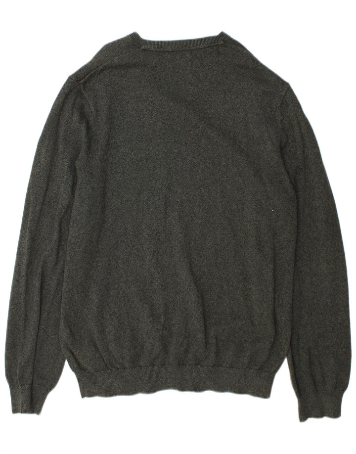 Marks & Spencer Herren-Pullover mit V-Ausschnitt, XL, grüne Baumwolle