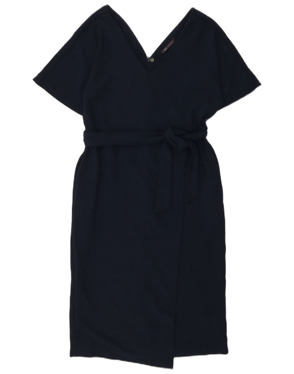 Marks & Spencer Damen Wickelkleid UK 12 Medium Marineblau Polyester