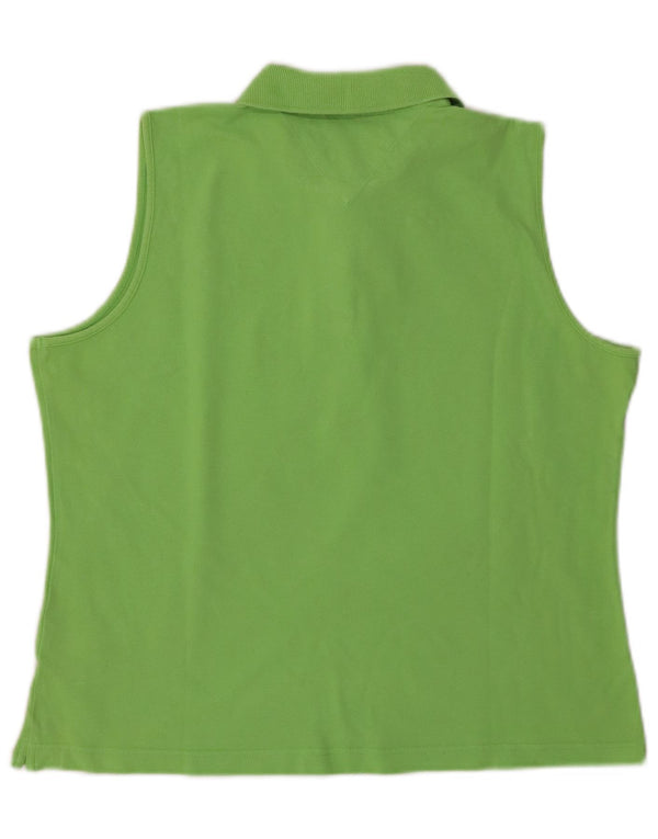 TOMMY HILFIGER Damen Golf Ärmelloses Poloshirt UK 16 Große grüne Baumwolle