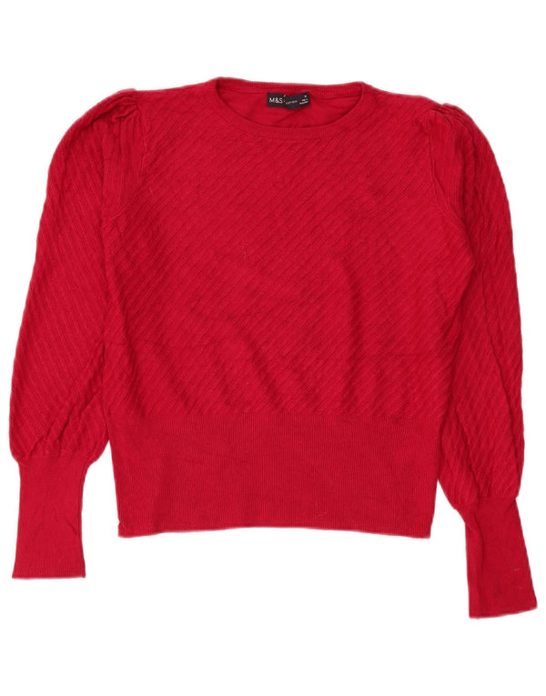 Marks & Spencer Damen Crop Pullover mit U-Boot-Ausschnitt, UK 10, Größe S, Rot