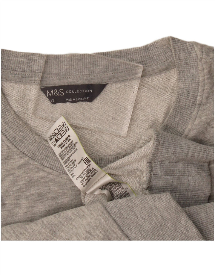 Marks & Spencer Damen Sweatshirt Pullover UK 12 Mittelgraue Baumwolle