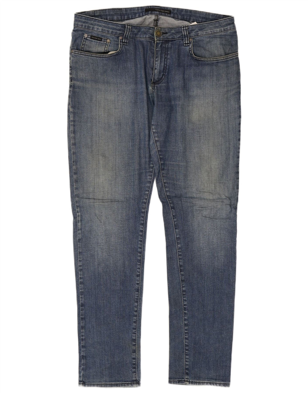 Calvin Klein Herren Slim Jeans W34 L34 Blaue Baumwolle