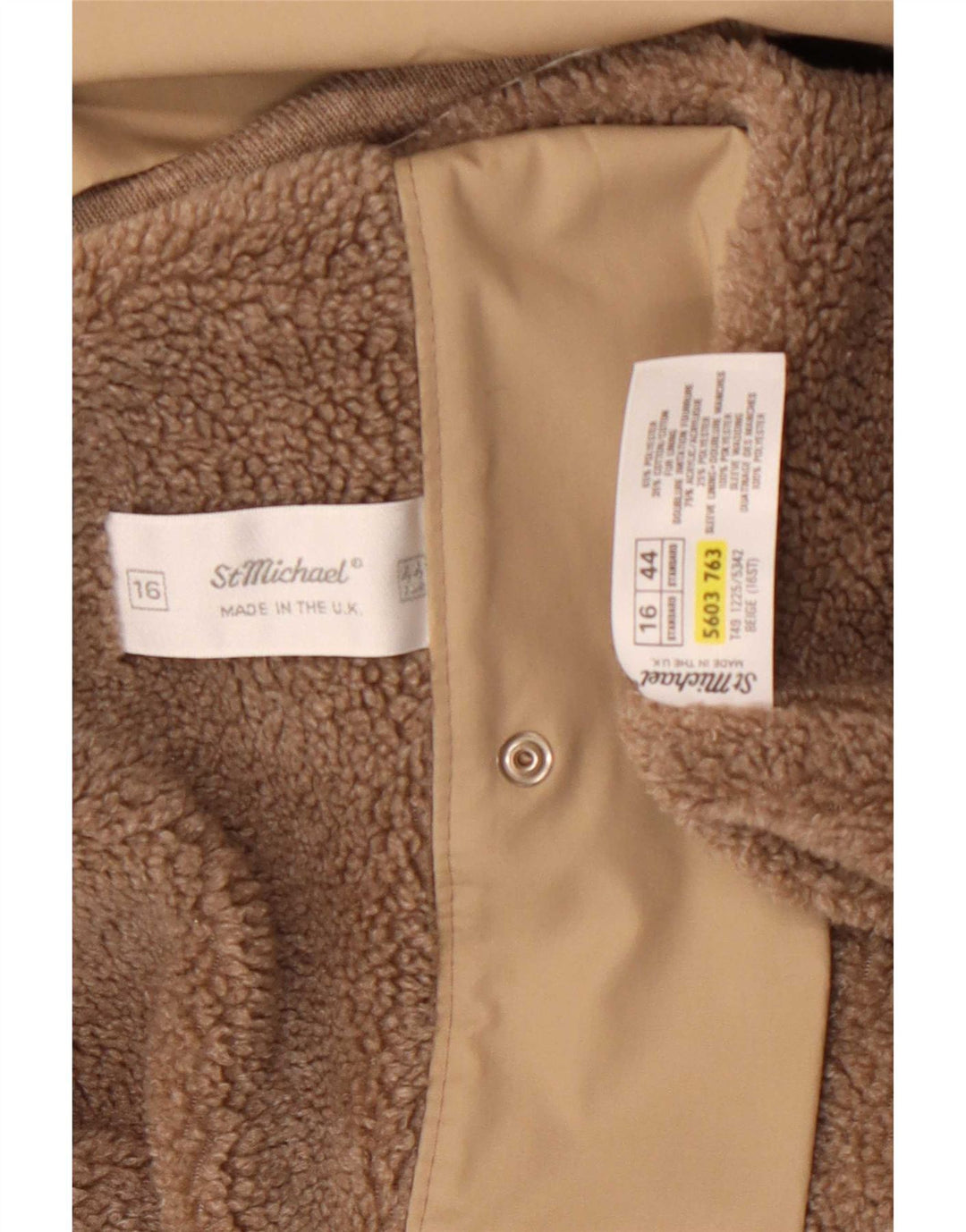 St Michael Damen Sherpa Trenchcoat UK 16 Large Beige Polyester