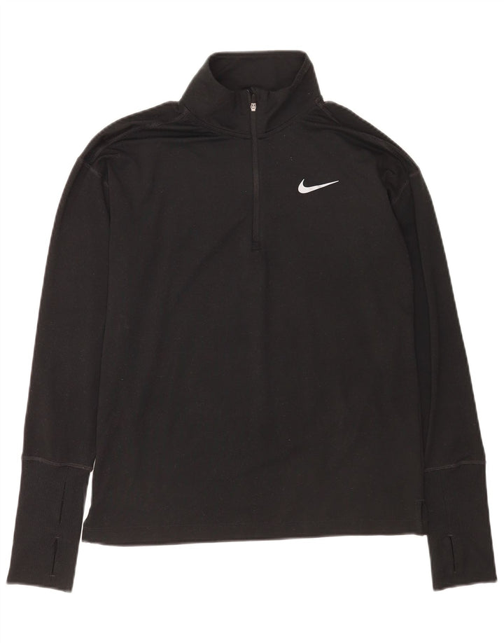 Nike Herren Dri Fit Zip Neck Top Langarm XS Schwarz