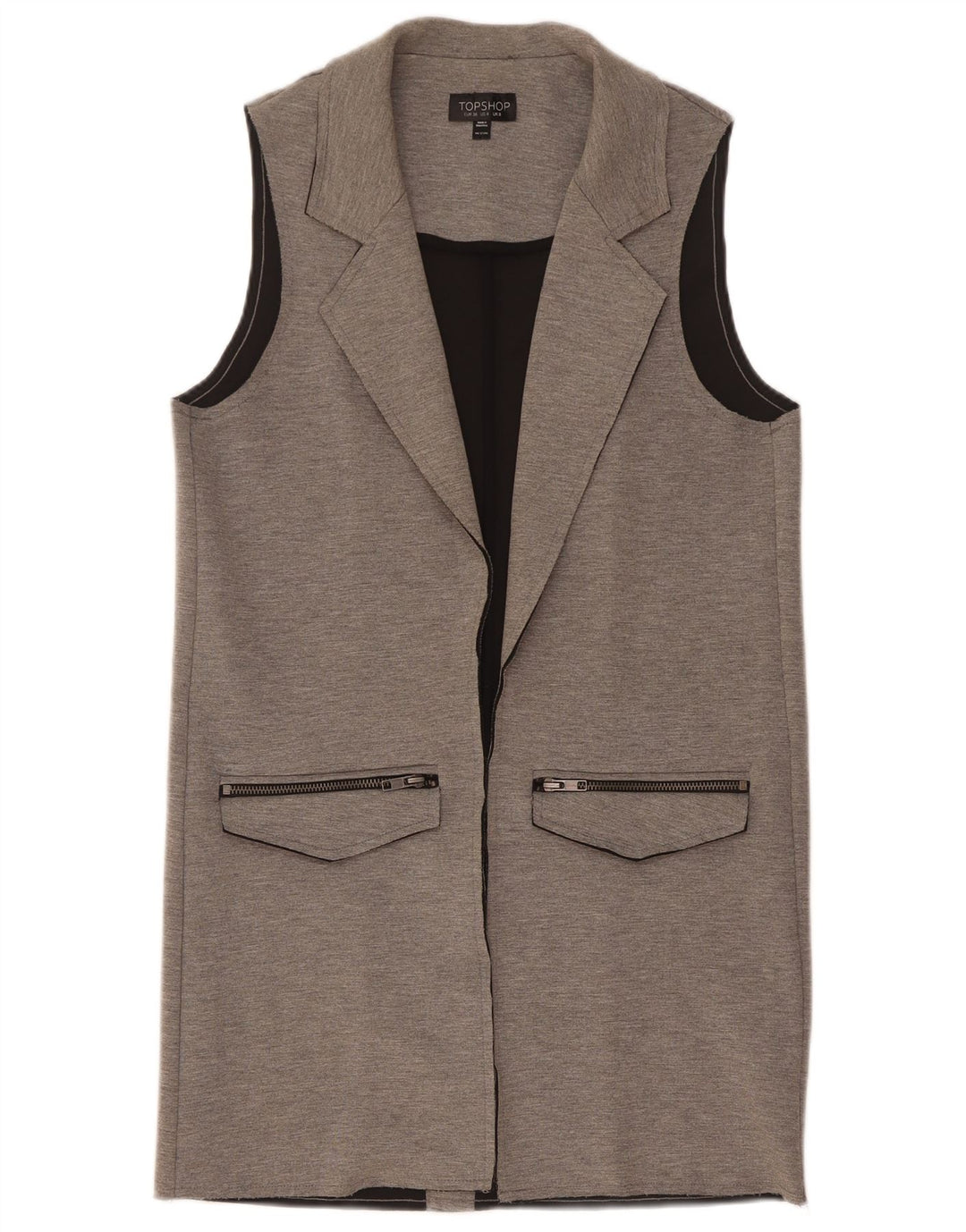 Topshop Damen-Longline-Gilet UK 8 Small Grau meliertes Polyester