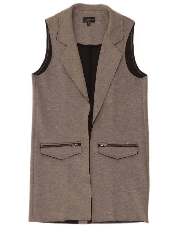 Topshop Damen-Longline-Gilet UK 8 Small Grau meliertes Polyester