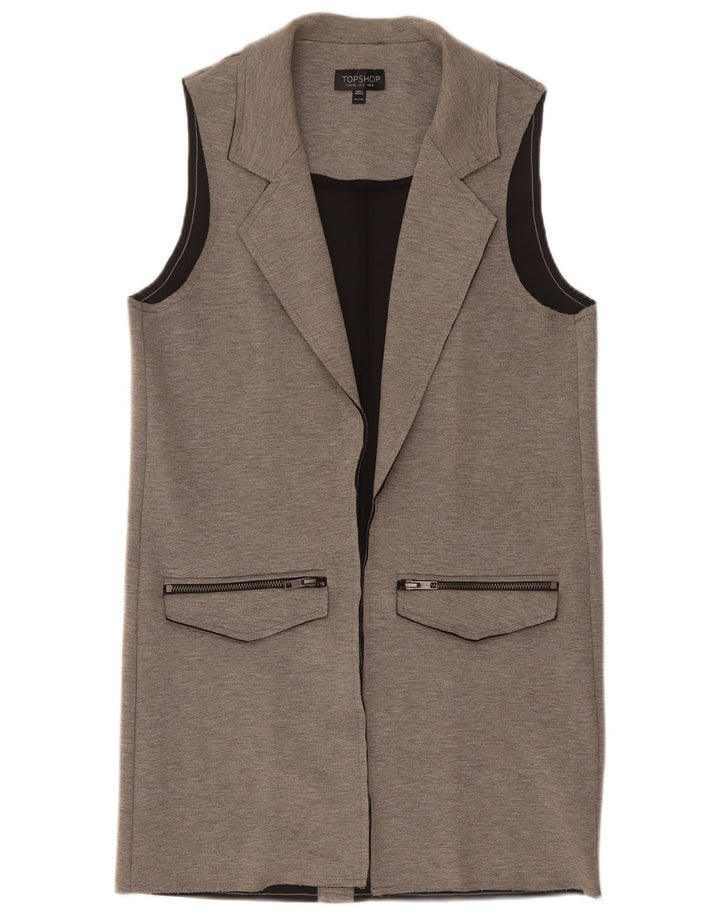 Topshop Damen-Longline-Gilet UK 8 Small Grau meliertes Polyester