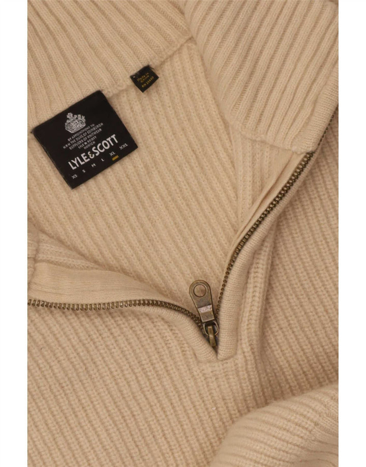 Lyle & Scott Herren-Pullover mit Reißverschluss am Hals, XL, Beige