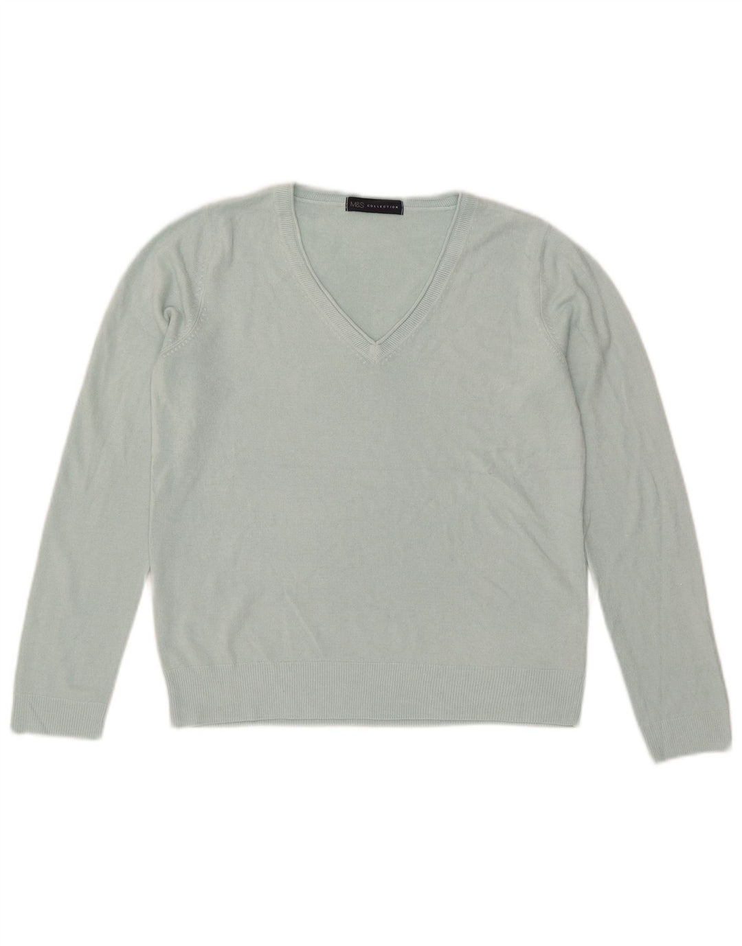 Marks & Spencer Damen-Pullover mit V-Ausschnitt, UK 12, Mittelblau, Acryl