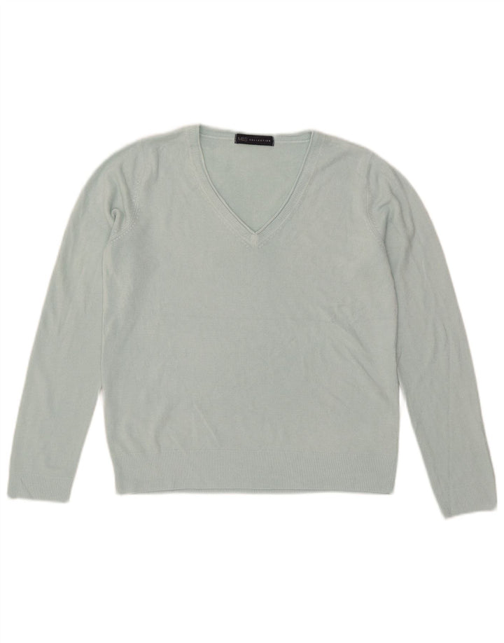 Marks & Spencer Damen-Pullover mit V-Ausschnitt, UK 12, Mittelblau, Acryl