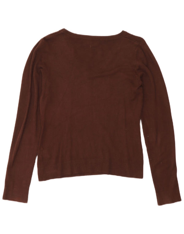 Zara Damen-Pullover mit V-Ausschnitt, UK 12, Mittelbraun, Viskose