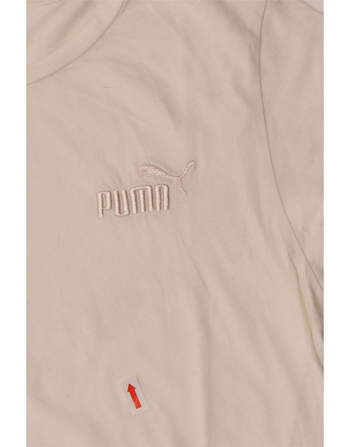 Puma Damen T-Shirt Top UK 10 Small Off White Cotton