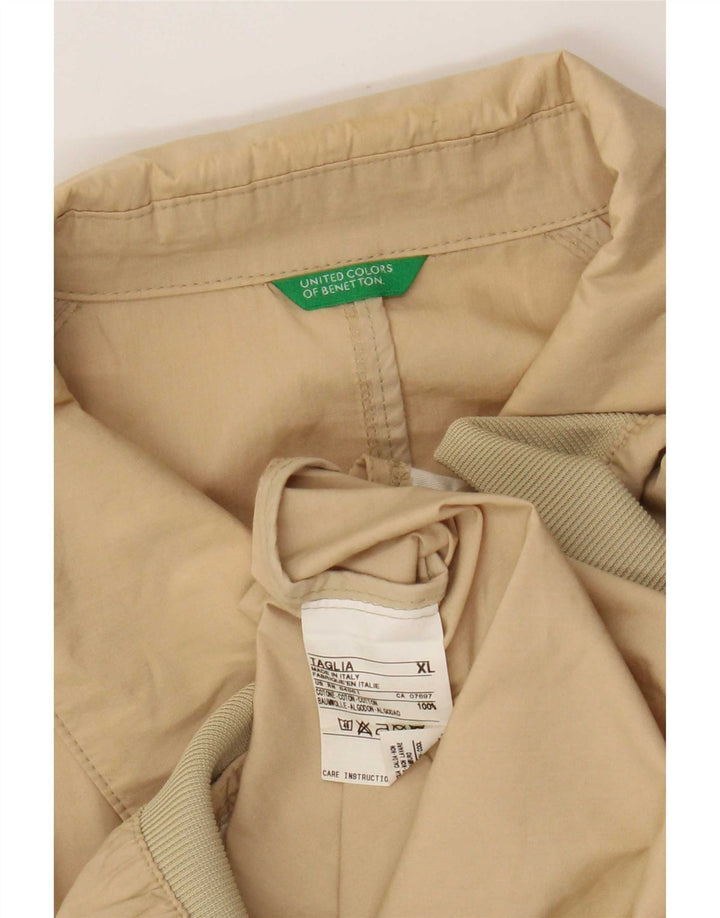 Benetton Herren Bomberjacke UK 42 XL Beige Baumwolle