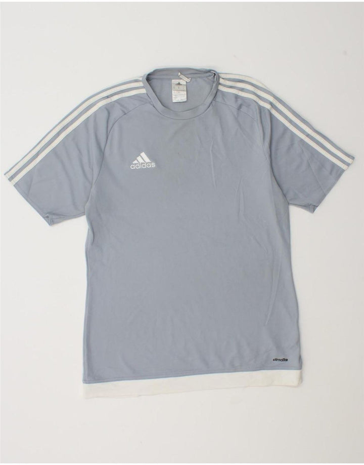 Adidas Herren Climalite T-Shirt Top Mittelblaues Colourblock-Polyester