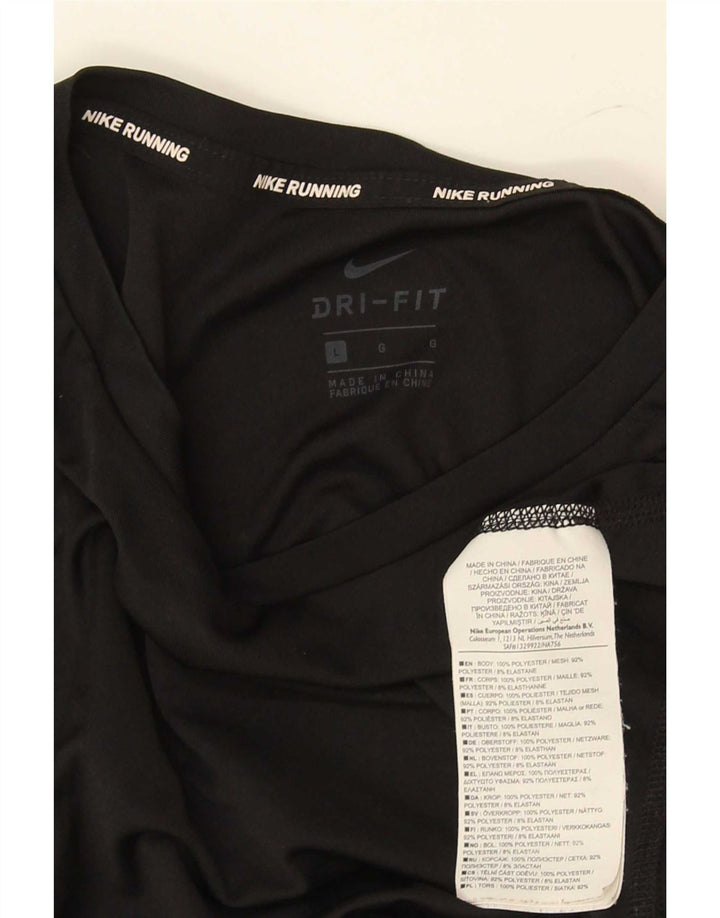 Nike Damen Dri Fit T-Shirt Top UK 16 Large Schwarz Polyester