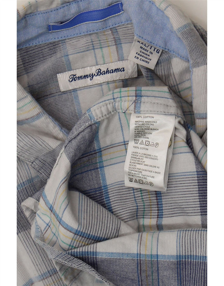 Tommy Bahama Herrenhemd 2XL blau kariert Baumwolle