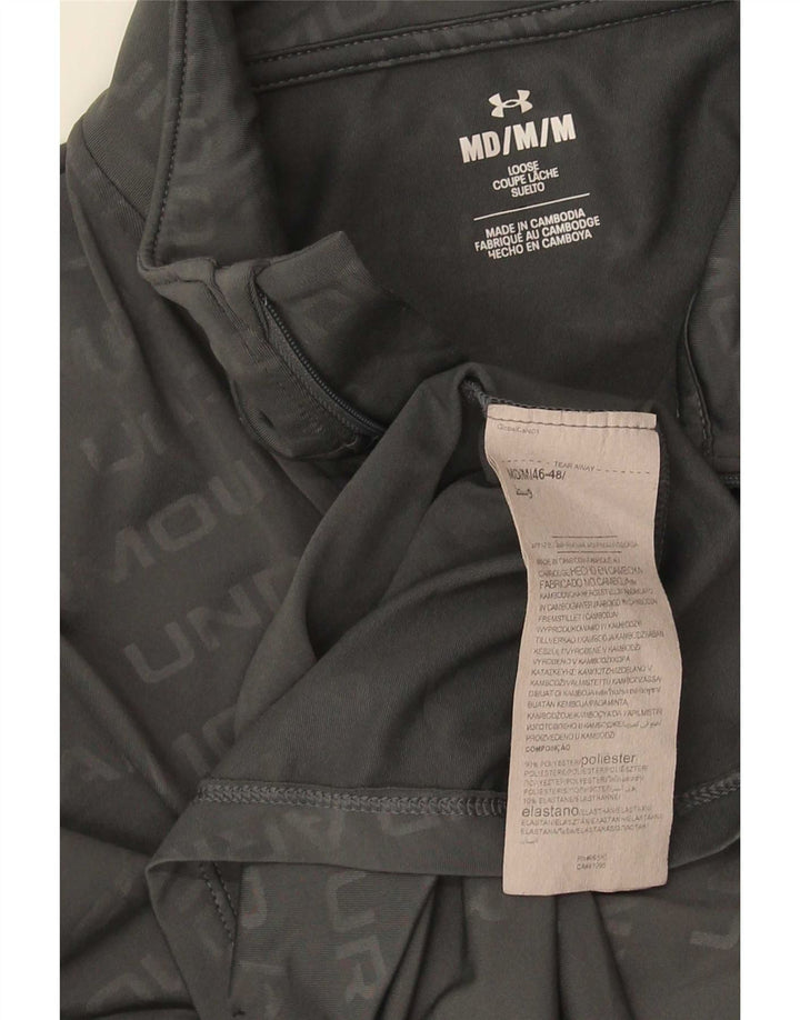Under Armour Herren-Trainingsanzugoberteil mit grafischem Reißverschluss und Halsausschnitt, mittelgraues Polyester
