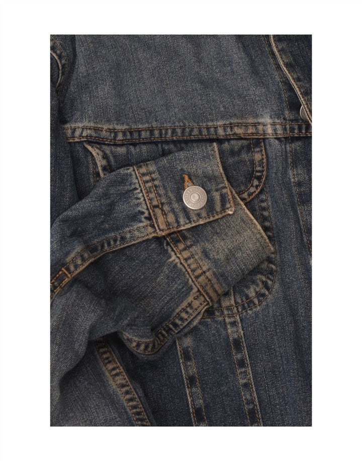 SISLEY Damen Jeansjacke UK 10 Small Blaue Baumwolle