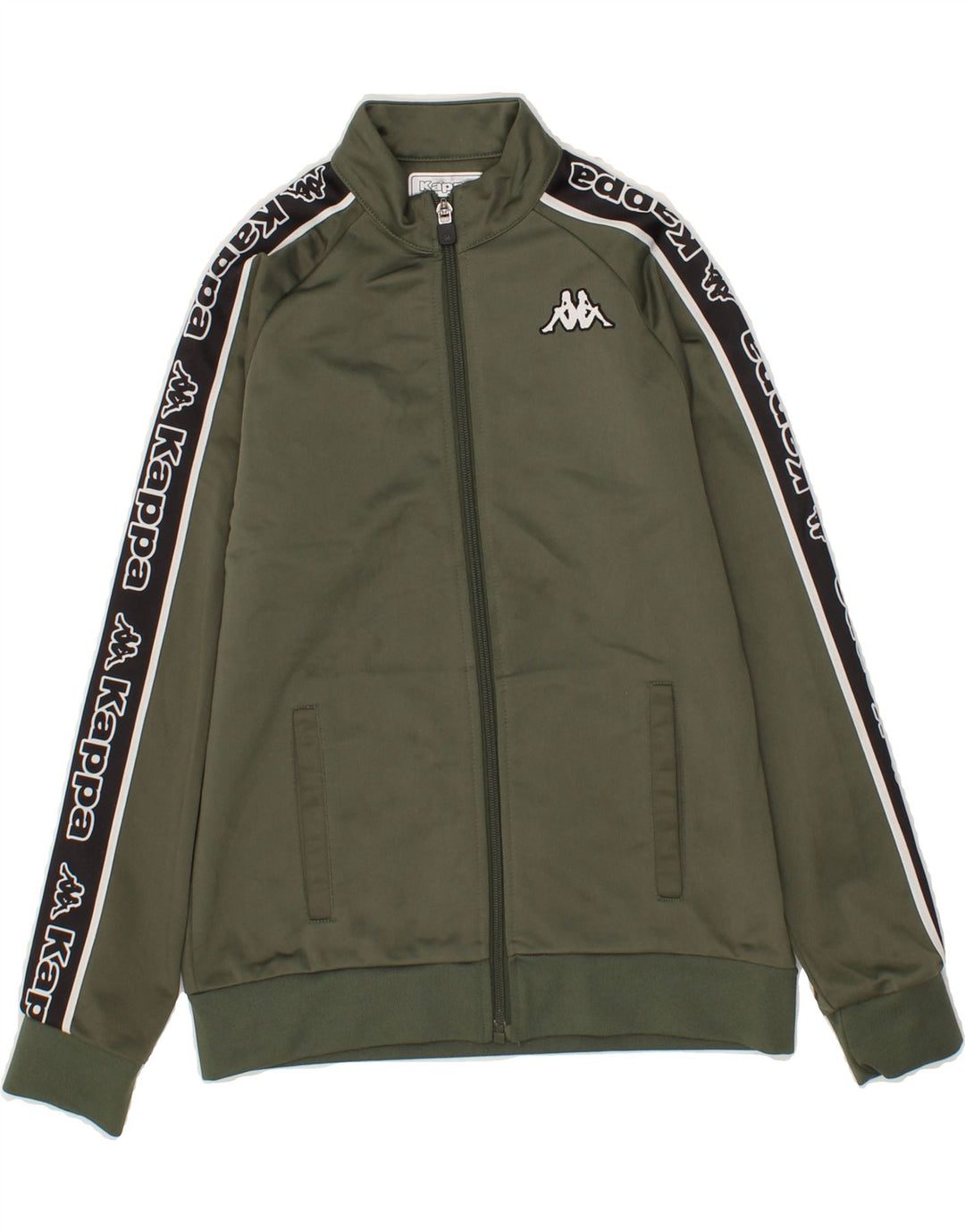 KAPPA Boys Graphic Tracksuit Top Jacket 9-10 Years Khaki Colourblock Vintage Kappa and Second-Hand Kappa from Messina Hembry 