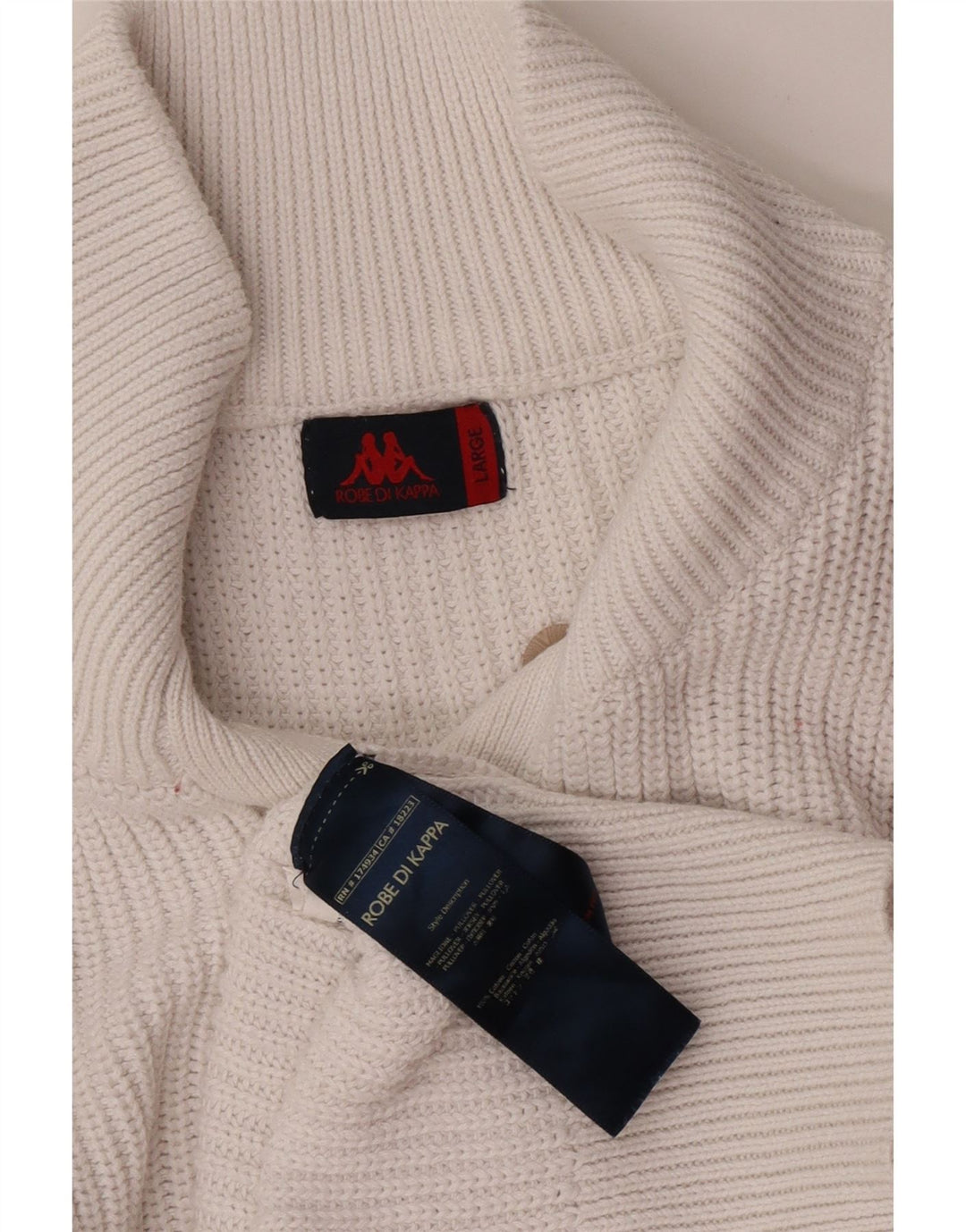 Kappa Damen-Pullover mit Knopfkragen, UK 16, Größe L, weiße Baumwolle