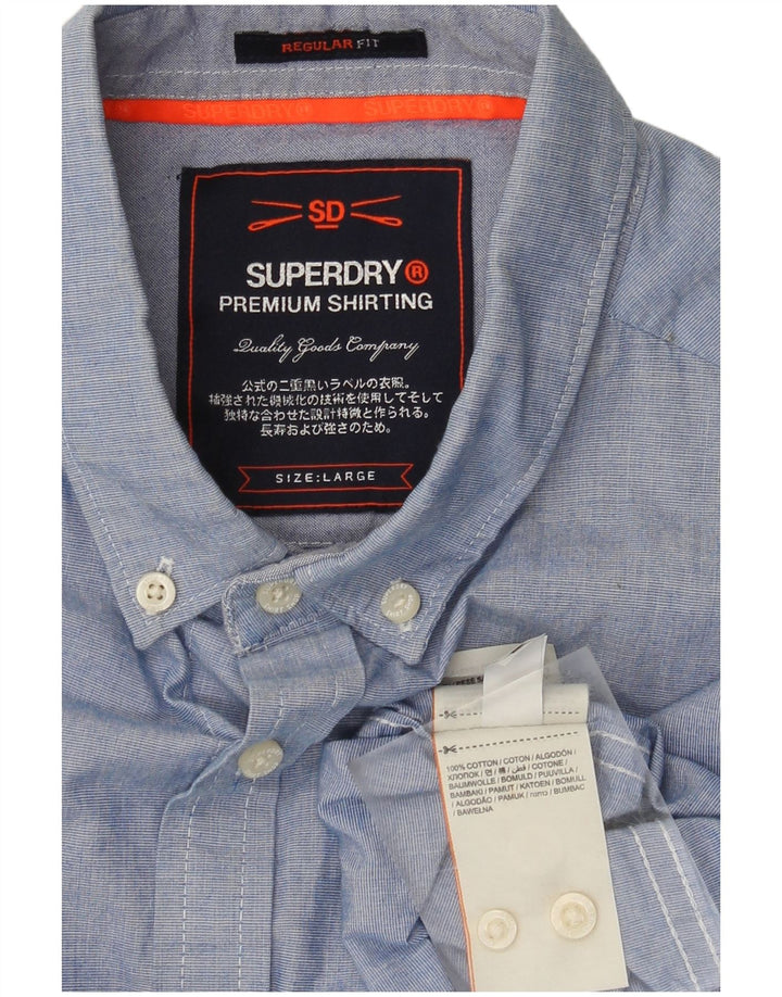 Superdry Herren-Hemd in normaler Passform, groß, aus blauer Baumwolle
