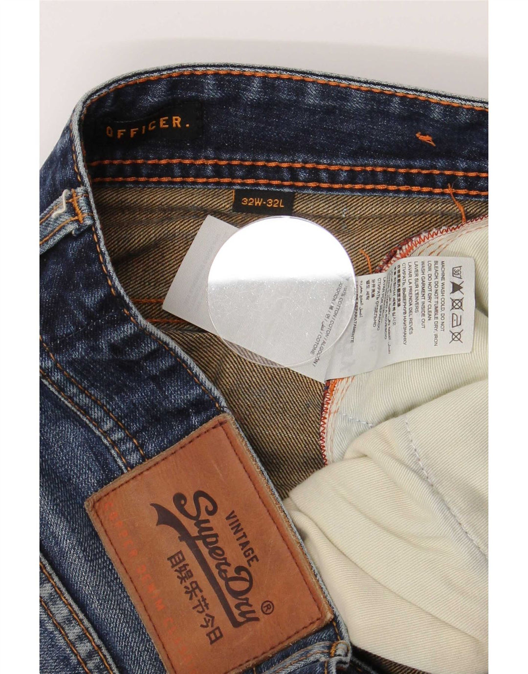 Superdry Herren Distressed Straight Jeans W32 L32 Blaue Baumwolle