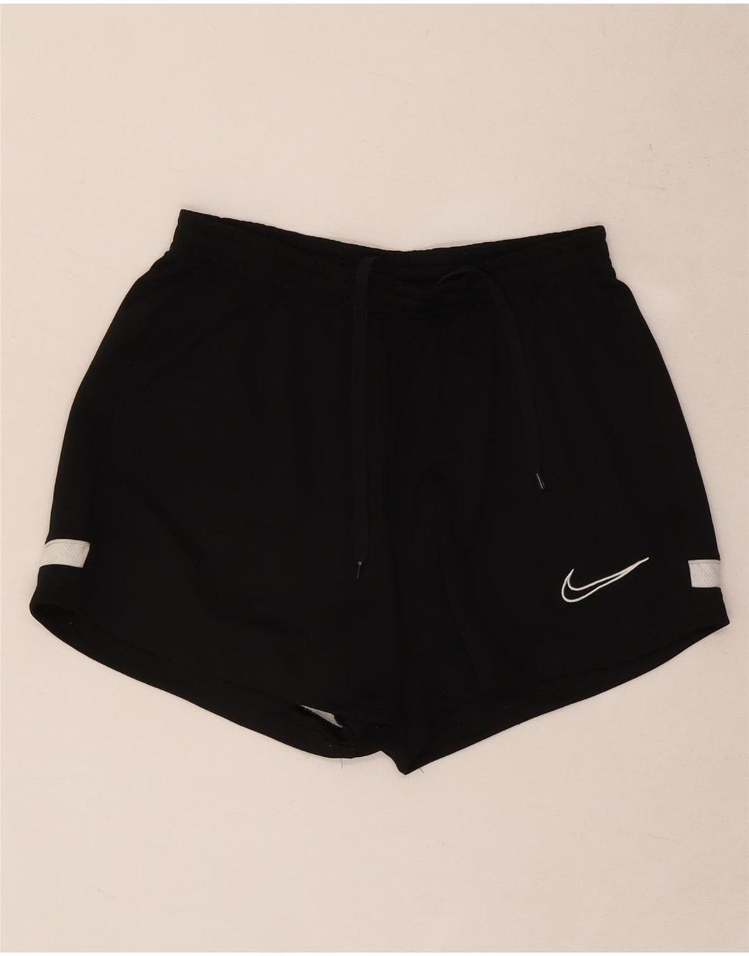 Nike Damen Dri Fit Sport Shorts UK 8 Small Schwarzes Colourblock-Polyester