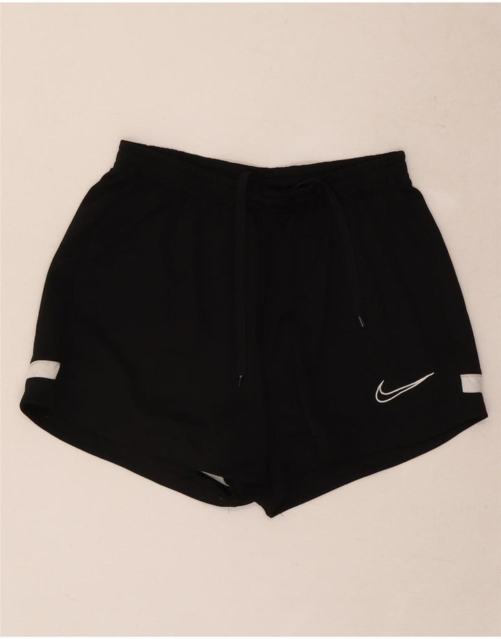 Nike Damen Dri Fit Sport Shorts UK 8 Small Schwarzes Colourblock-Polyester