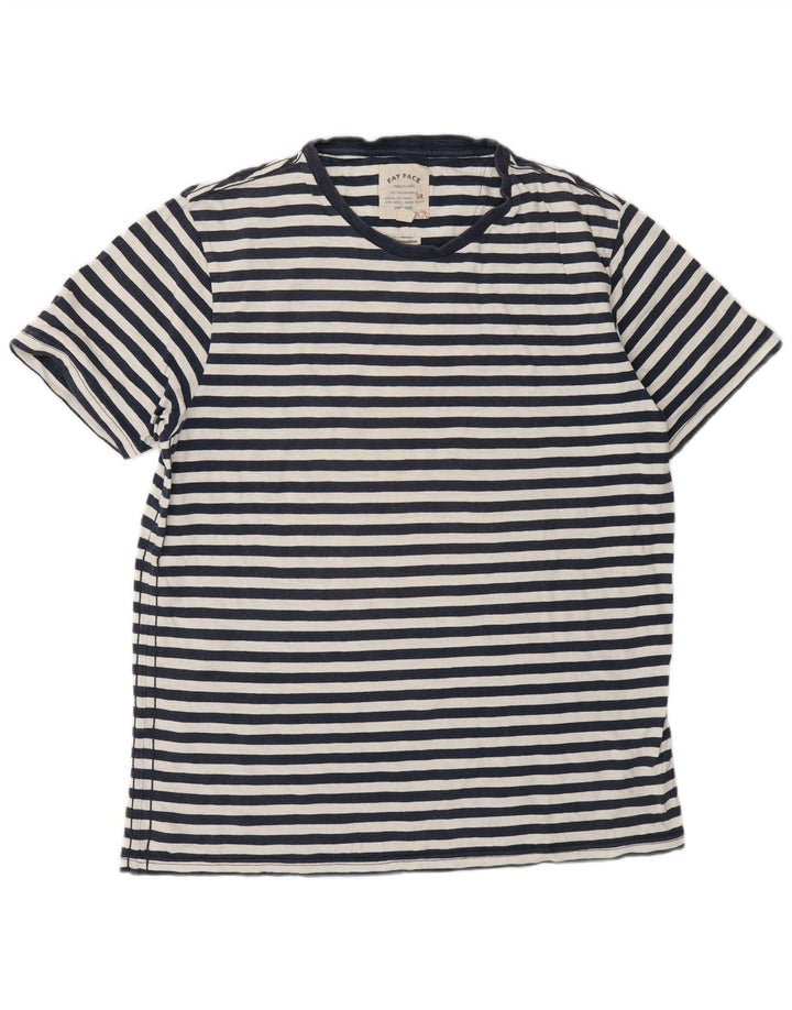 Fat Face Herren-T-Shirt-Oberteil aus mittelblauer Nadelstreifen-Baumwolle